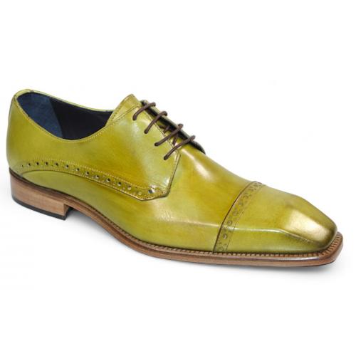 Duca Di Matiste "Lombardi" Olive Genuine Italian Calf Leather Lace-Up Dress Shoes.